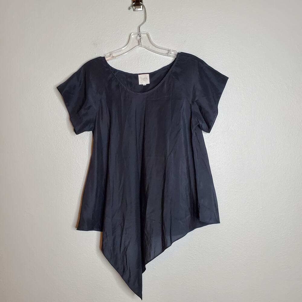 TRYB Silk Short Sleeve Cutout Asymmetric Top 6 Black Whimsigoth Fairy Grunge